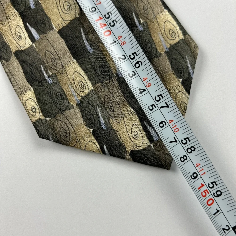 Vintage 1996 J‎ Garcia Like a Twittering Machine Olive Geometric 100% Silk Tie